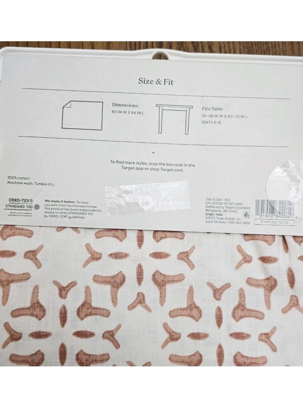 NEW Threshold Fabric Tablecloth Cotton 60 x 84 Rectangular White Dusty Rose Pink